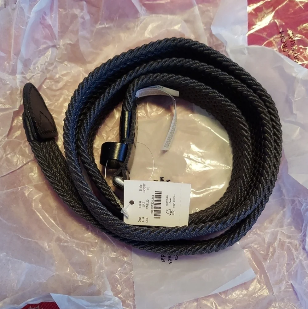 J.crew Men's Woven elastic leather belt with round buckle XL 38-40 CHARCOAL BNWT